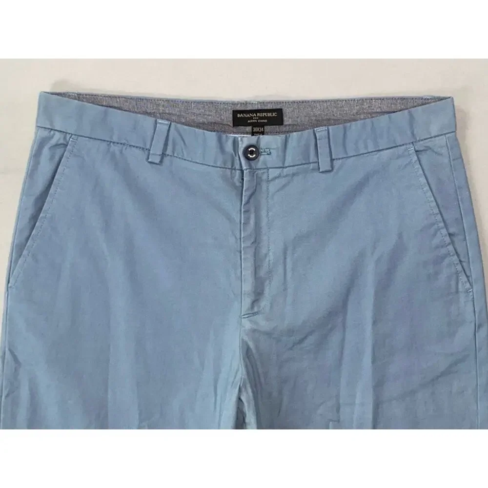 Banana Republic 'Aiden Chino' Flat Front Stretch Cotton Pants. Powder Blue 36X34